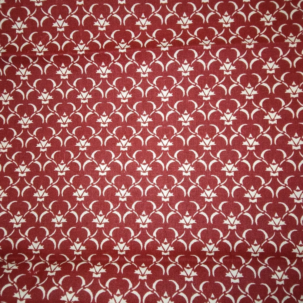FABRIC Maroon Vining Fleur de Lis, new and unwashed, 26 inches